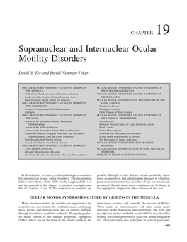 Supranuclear and Internuclear Ocular Motility Disorders