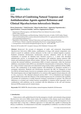 The Effect of Combining Natural Terpenes and Antituberculous Agents Against Reference and Clinical Mycobacterium Tuberculosis Strains