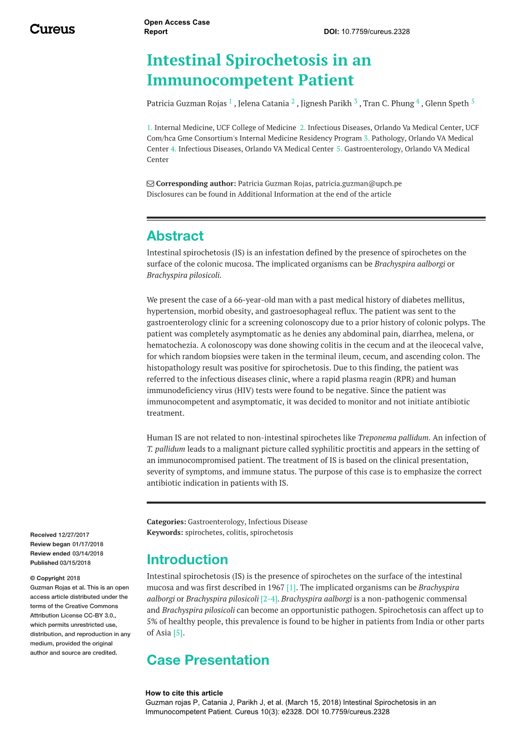 Intestinal Spirochetosis in an Immunocompetent Patient