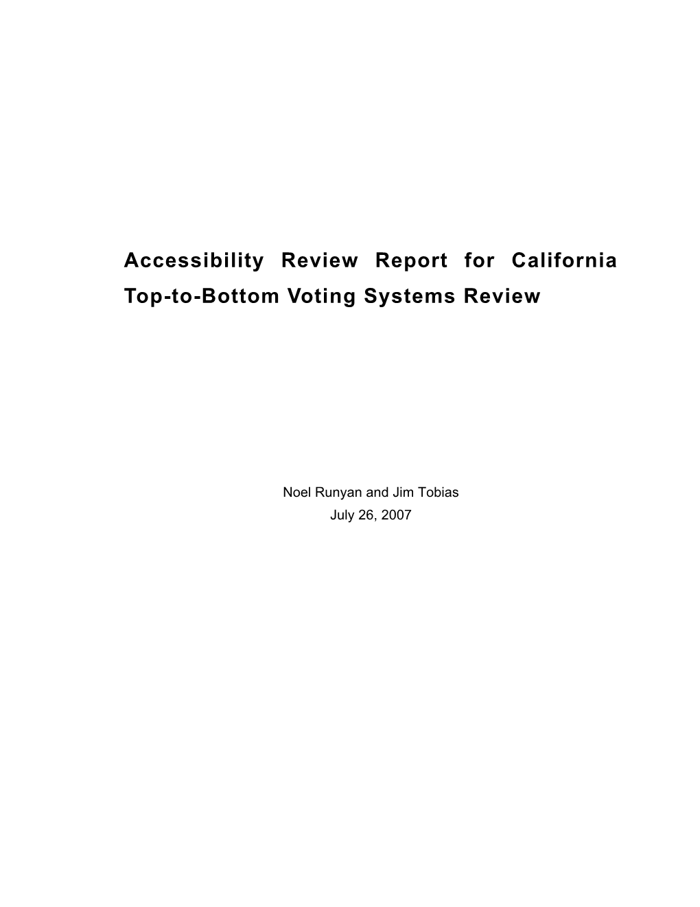 Accessibility Review Report for California Top-To-Bottom Voting Systems Review