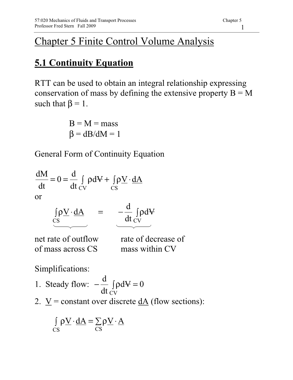 Chapter 5 Finite Control Volume Analysis