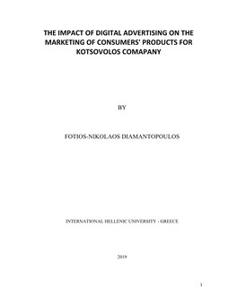 The Impact of Digital Advertising on the Marketing of Consumers' Products for Kotsovolos Comapany