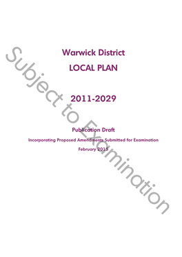 Warwick District Local Plan Submission Version Incorporating