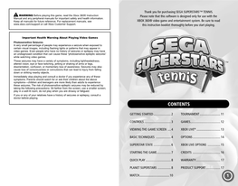 SEGA Superstars Tennis Players, Or Look Back Over Your Own Replays, Or Those of Your Friends
