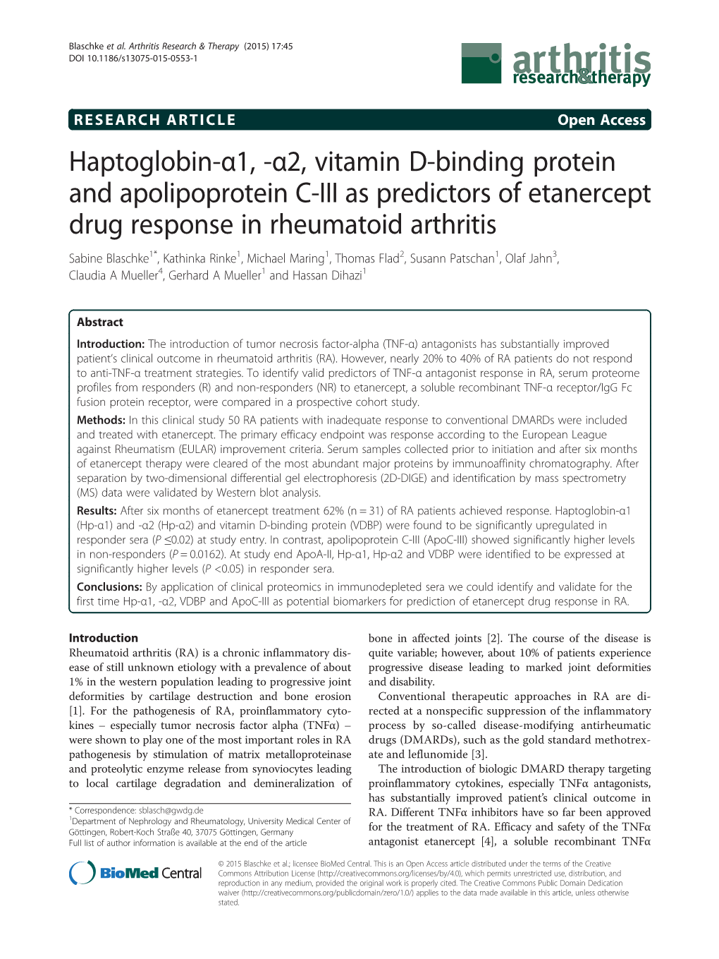 Haptoglobin-A1, -A2, Vitamin D-Binding Protein And