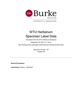 WTU Herbarium Specimen Label Data