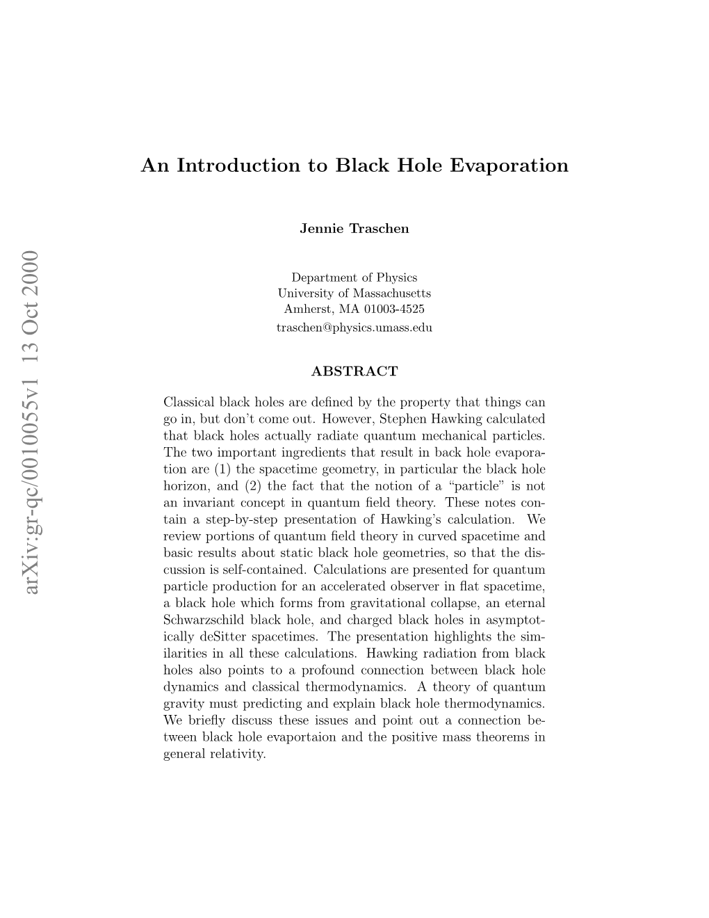 An Introduction to Black Hole Evaporation