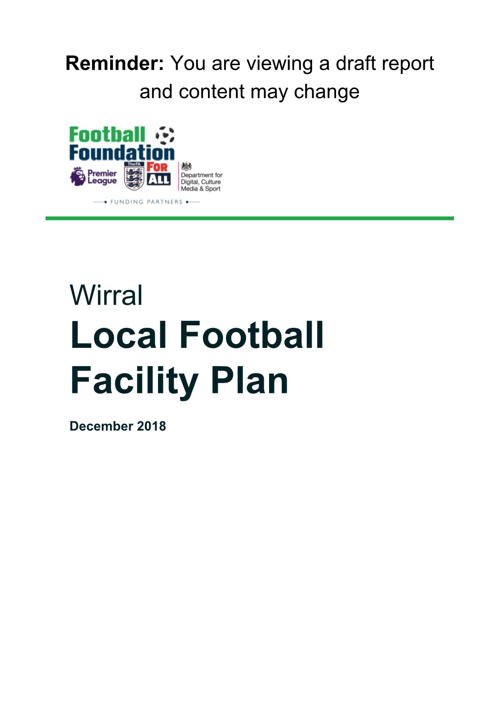 Draft Wirral Local Football Facility Plan 2018