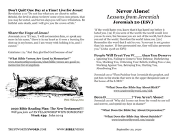 Never Alone! Lessons from Jeremiah