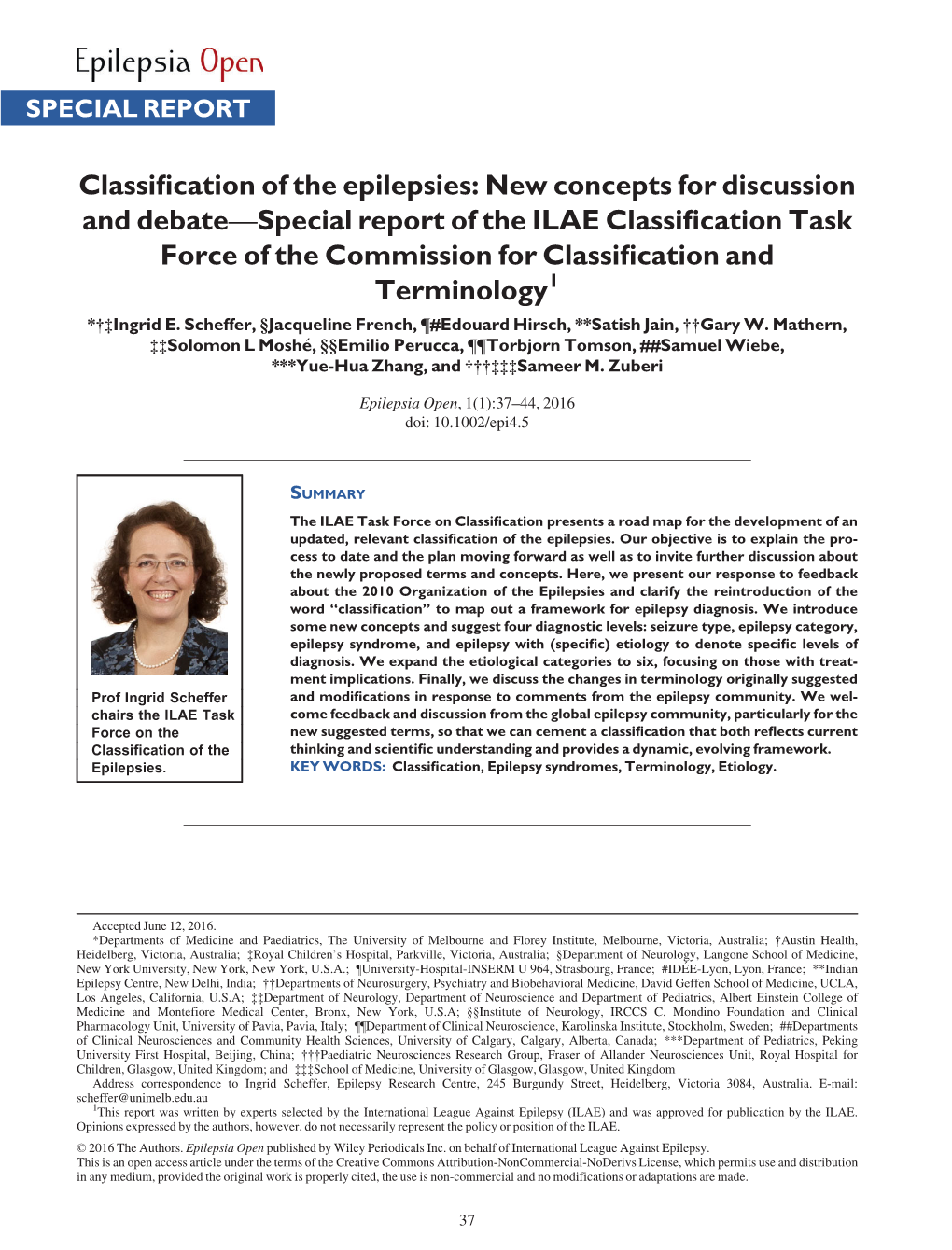 Classification of the Epilepsies and to Solicit Tion Framework Proves Incompatible with New Findings, We Comments and Criticism from Readers