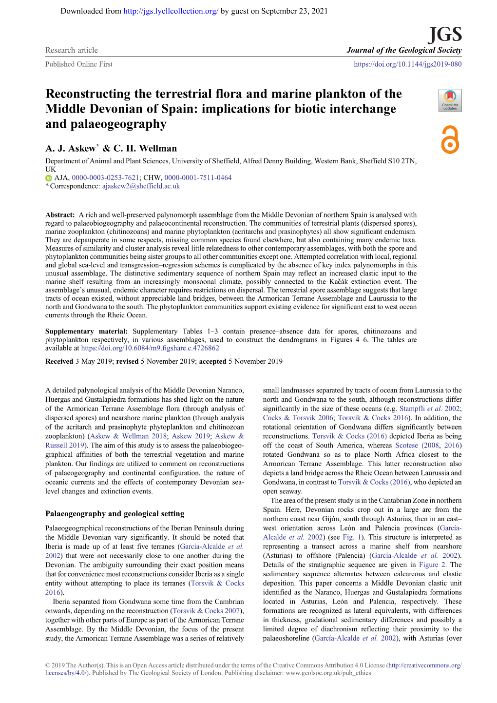 Reconstructing the Terrestrial Flora and Marine Plankton of the Middle Devonian of Spain: Implications for Biotic Interchange and Palaeogeography