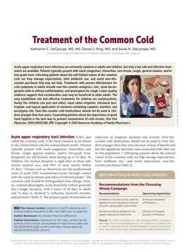 Treatment of the Common Cold Katharine C
