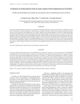 Evaluation of Wood Properties from Six Native Species of Forest Plantations in Costa Rica