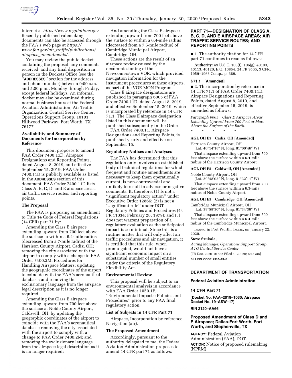 Federal Register/Vol. 85, No. 20/Thursday, January 30, 2020/Proposed Rules