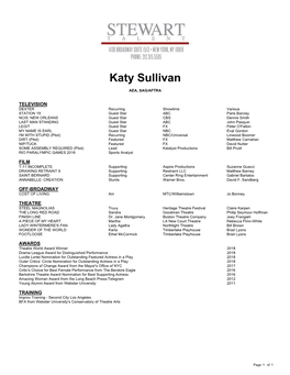 Katy Sullivan Theatrical Resume