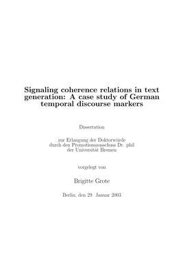 Signaling Coherence Relations in Text Generation: a Case Study of German Temporal Discourse Markers