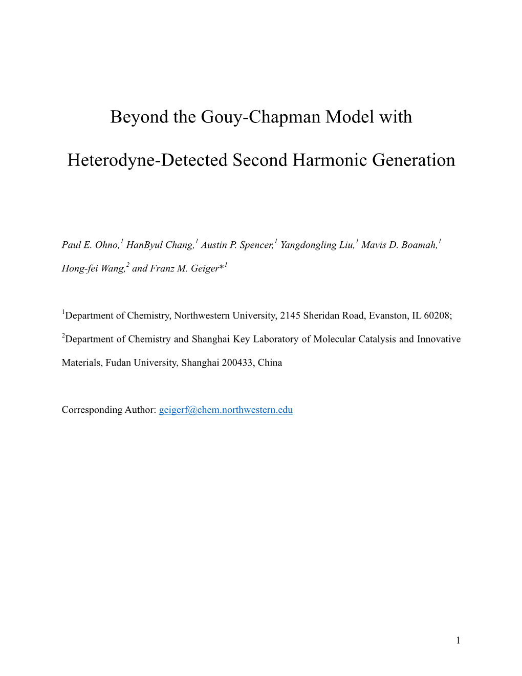 Beyond the Gouy-Chapman Model with Heterodyne-Detected Second