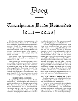 Doeg — Treacherous Deeds Rewarded [21:1—22:23]