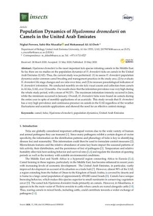Population Dynamics of Hyalomma Dromedarii on Camels in the United Arab Emirates