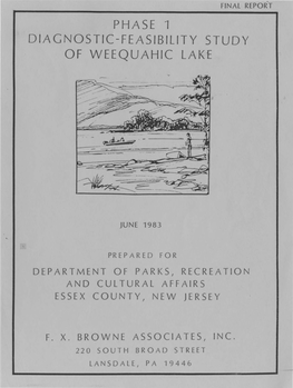 Phase 1 Diagnostic-Feasibility Study of Weequahic Lake