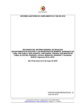 Informe Auditoría De Cumplimiento at 005 De 2018