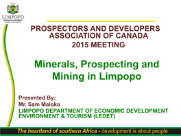 Minerals, Prospecting and Mining in Limpopo