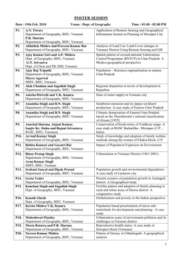 POSTER SESSION Date : 19Th Feb