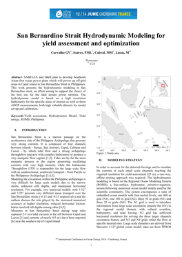 San Bernardino Strait Hydrodynamic Modeling for Yield Assessment and Optimization