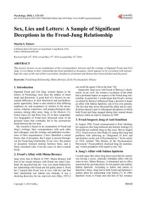 A Sample of Significant Deceptions in the Freud-Jung Relationship