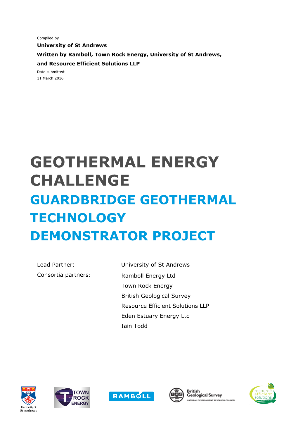 Geothermal Energy Challenge Guardbridge Geothermal Technology Demonstrator Project