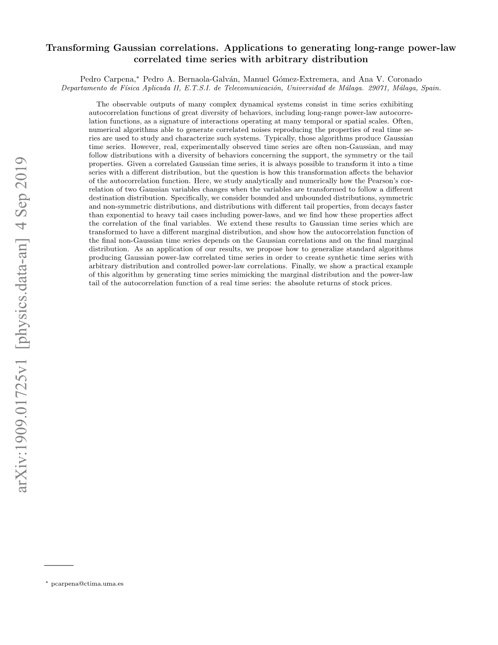 Transforming Gaussian Correlations. Applications to Generating Long-Range Power-Law Correlated Time Series with Arbitrary Distribution