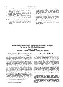 The Chemical Induction of Parthenocarpy in the Calimyrna Fig and Its Physiological Significance' Julian C