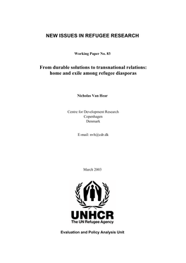 From Durable Solutions to Transnational Relations: Home and Exile Among Refugee Diasporas