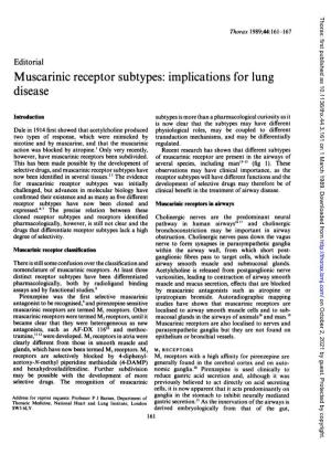 Muscarinic Receptor Subtypes: Implications for Lung Disease