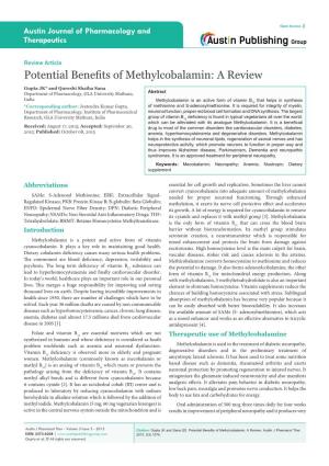 Potential Benefits of Methylcobalamin: a Review