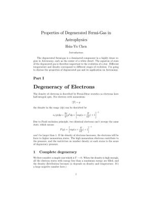 Degeneracy of Electrons