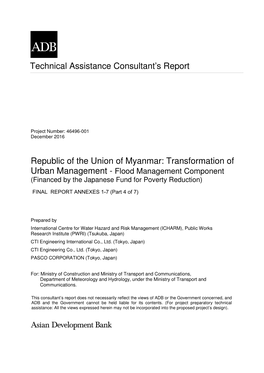 Technical Assistance Consultant's Report Republic of the Union of Myanmar