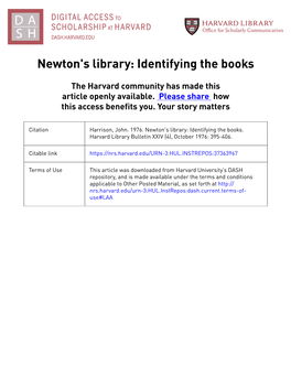 Newton's Library: Identifying the Books