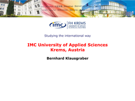 IMC University of Applied Sciences Krems, Austria