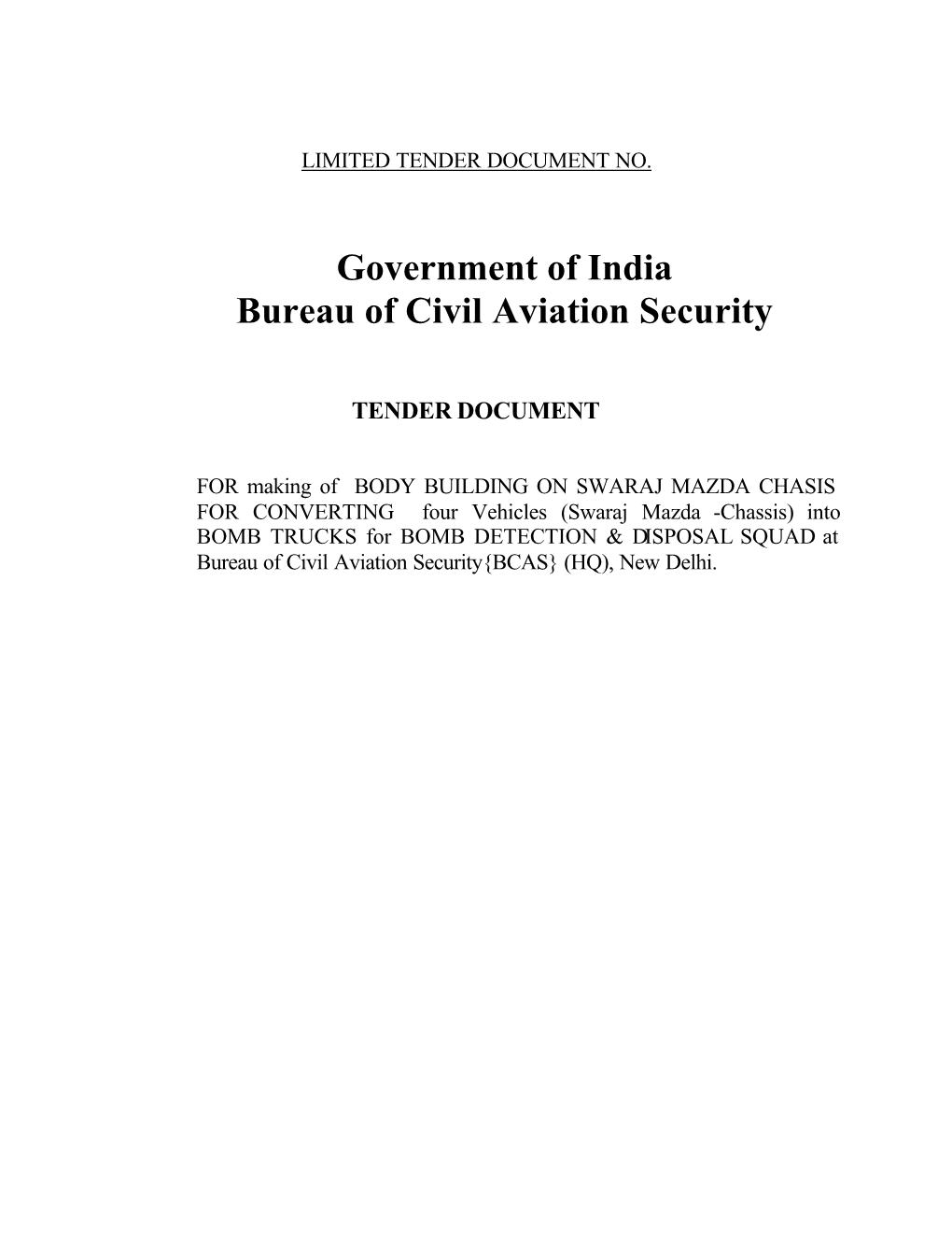 Government of India Bureau of Civil Aviation Security