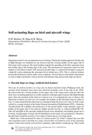 Self-Actuating Flaps on Bird and Aircraft Wings 437