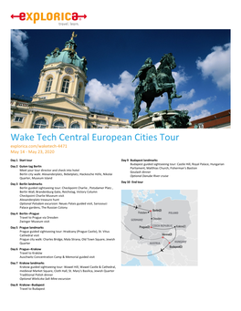 Wake Tech Central European Cities Tour Explorica.Com/Waketech‐4471 May 14 ‐ May 23, 2020