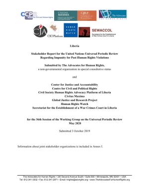Liberia Stakeholder Report for the United Nations Universal Periodic Review Regarding Impunity for Past Human Rights Violations