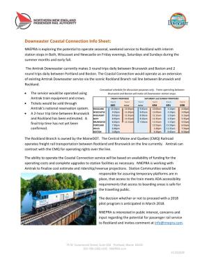 Downeaster Coastal Connection Info Sheet