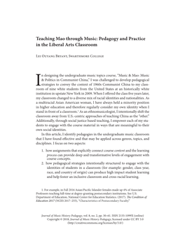 Teaching Mao Through Music: Pedagogy and Practice in the Liberal Arts Classroom