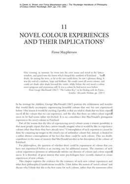 Novel Colour Experiences and Their Implications1
