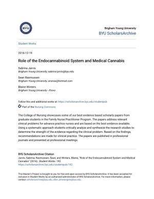 Role of the Endocannabinoid System and Medical Cannabis