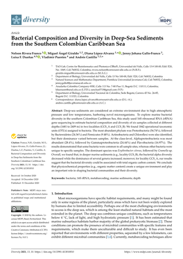 Bacterial Composition and Diversity in Deep-Sea Sediments from the Southern Colombian Caribbean Sea