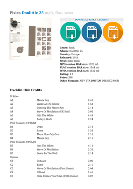 Pixies Doolittle 25 Mp3, Flac, Wma