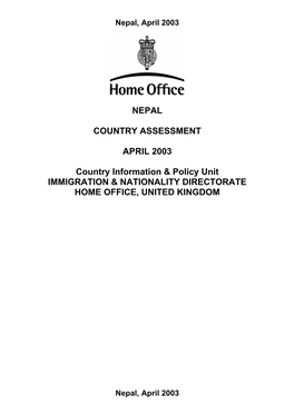 Nepal Country Assessment October 2002